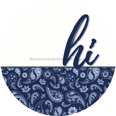 Blue Paisley Door Hanger Dco-01574-Dh 18’ Round Wood